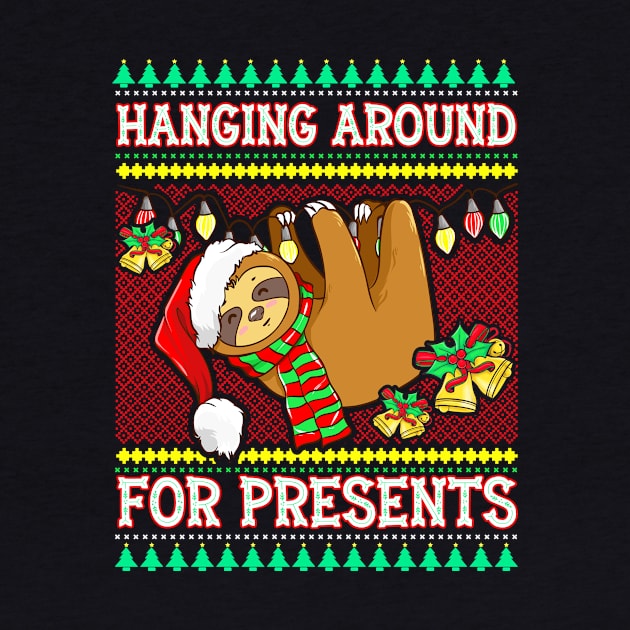 Funny Christmas Sloth Hanging Around For Presents Xmas Gift by Ramadangonim